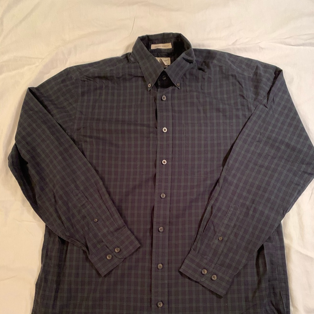 L.L. Bean Green Tartan Plaid Men’s Shirt Large-Tall
